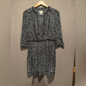 Maeve Black and White Long Sleeve Dress with tassels